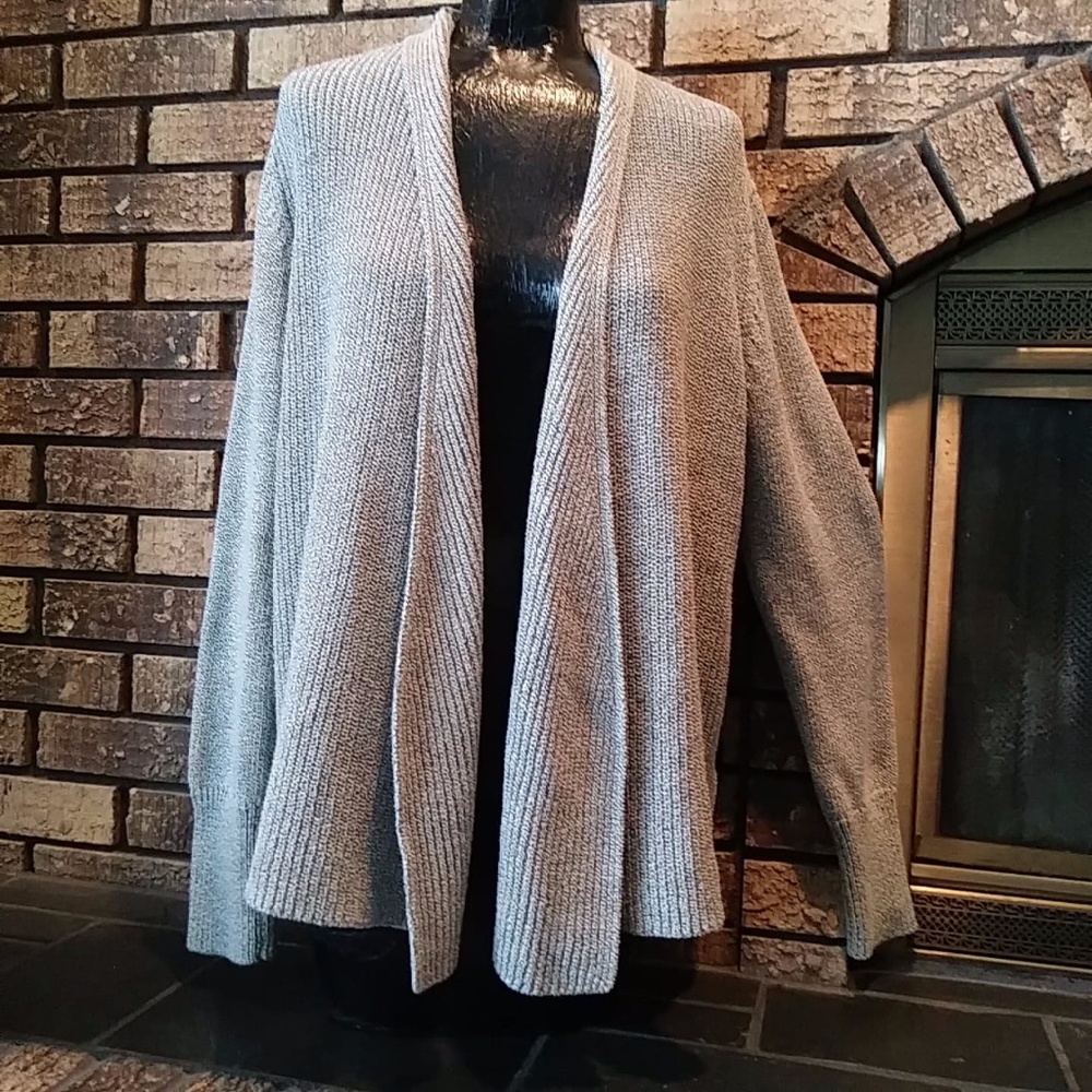 BANANA REPUBLIC gray Cardigan with leather trim